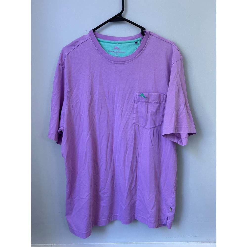 Tommy Bahama Mens Purple Pocket T-Shirt Size Large Marlin Logo Short Sleeve Tee